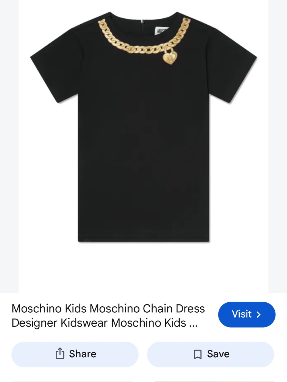 Moschino Black Dress with Gold Chain Heart Print